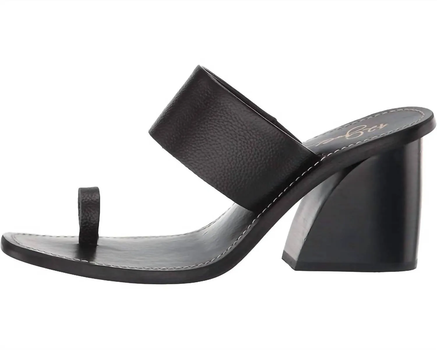 42 Gold - Eedie Single Toe Wide Strap Leather Heels