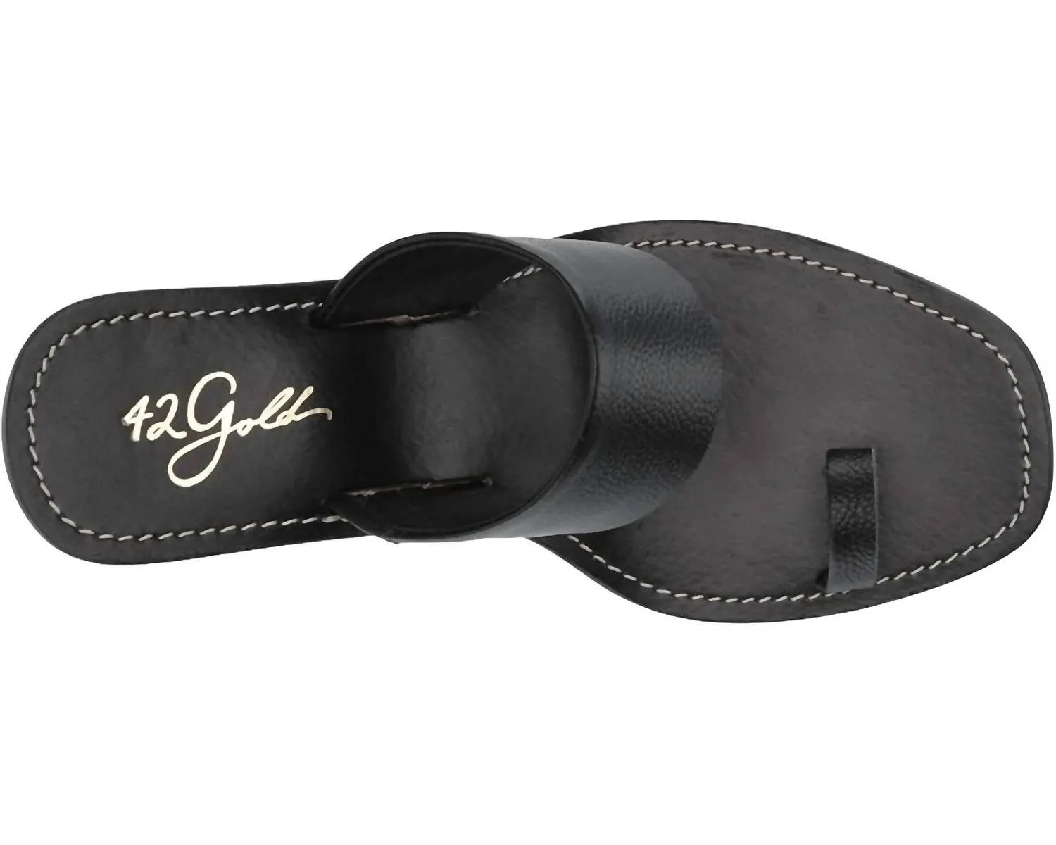 42 Gold - Eedie Single Toe Wide Strap Leather Heels