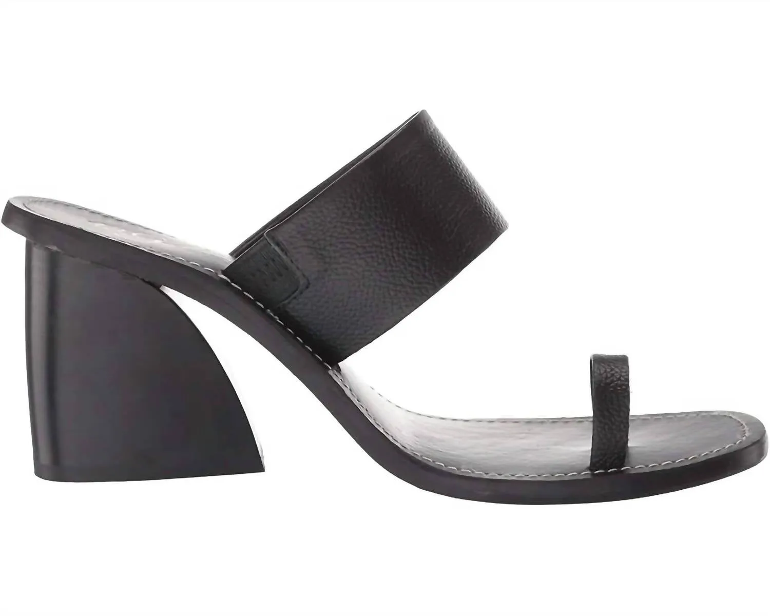 42 Gold - Eedie Single Toe Wide Strap Leather Heels