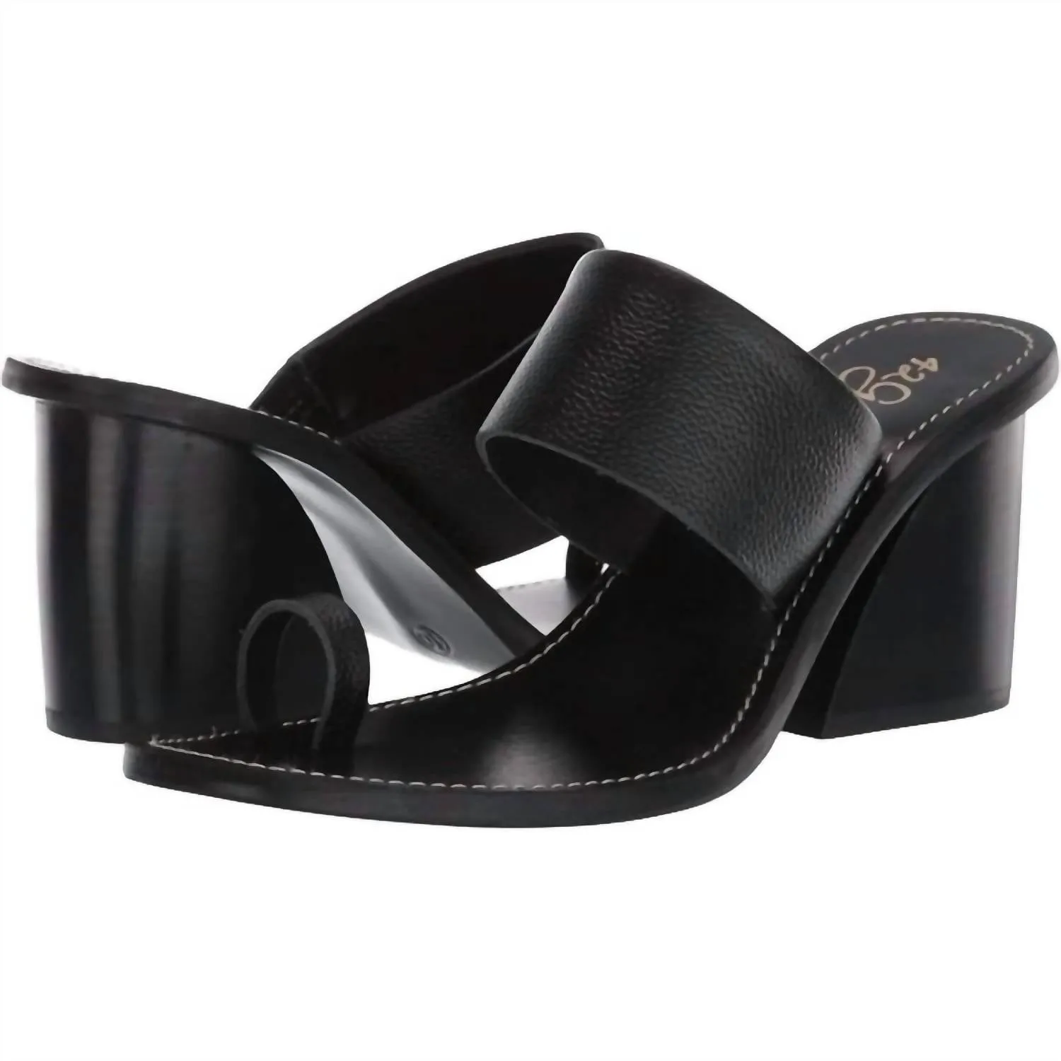 42 Gold - Eedie Single Toe Wide Strap Leather Heels