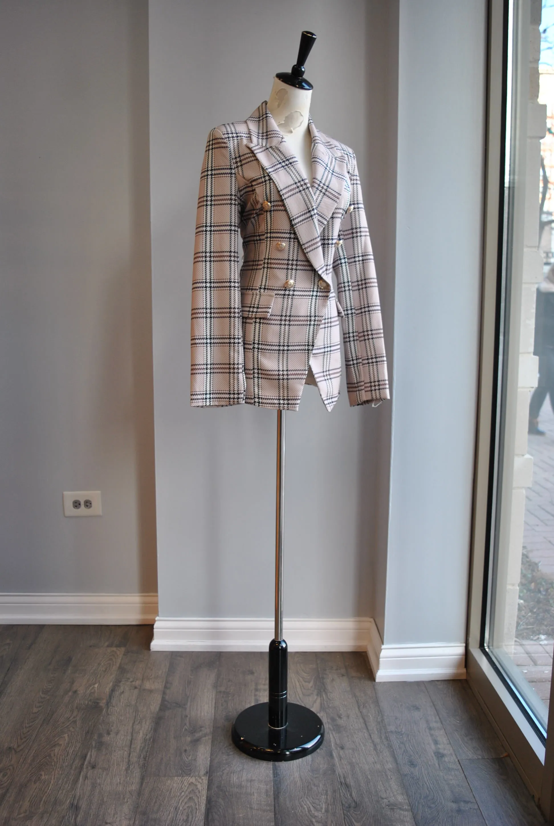 BEIGE PLAID BLAZER