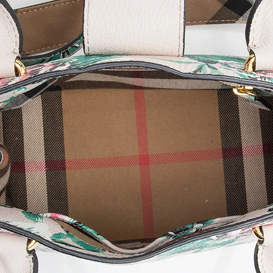 Burberry Soft Grain Leather Peony Rose Small Buckle Tote (SHF-11503)