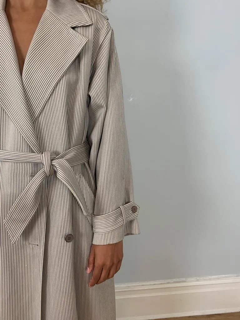 Christian Dior 1980's lightweight stripe wool mix trench coat