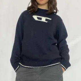 christmas outfit Sonicelife Contrasting Logo Jacquard Knit Sweater