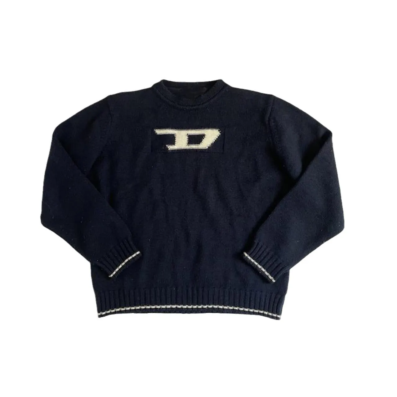christmas outfit Sonicelife Contrasting Logo Jacquard Knit Sweater