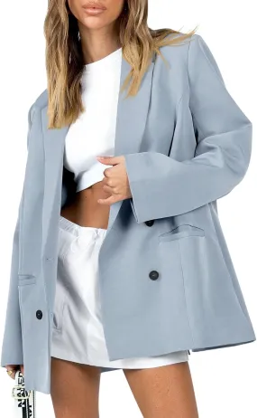 Cicy Bell Womens Casual Oversized Blazer Button Down Long Sleeve Lapel Work Office Blazer Jackets with Pockets