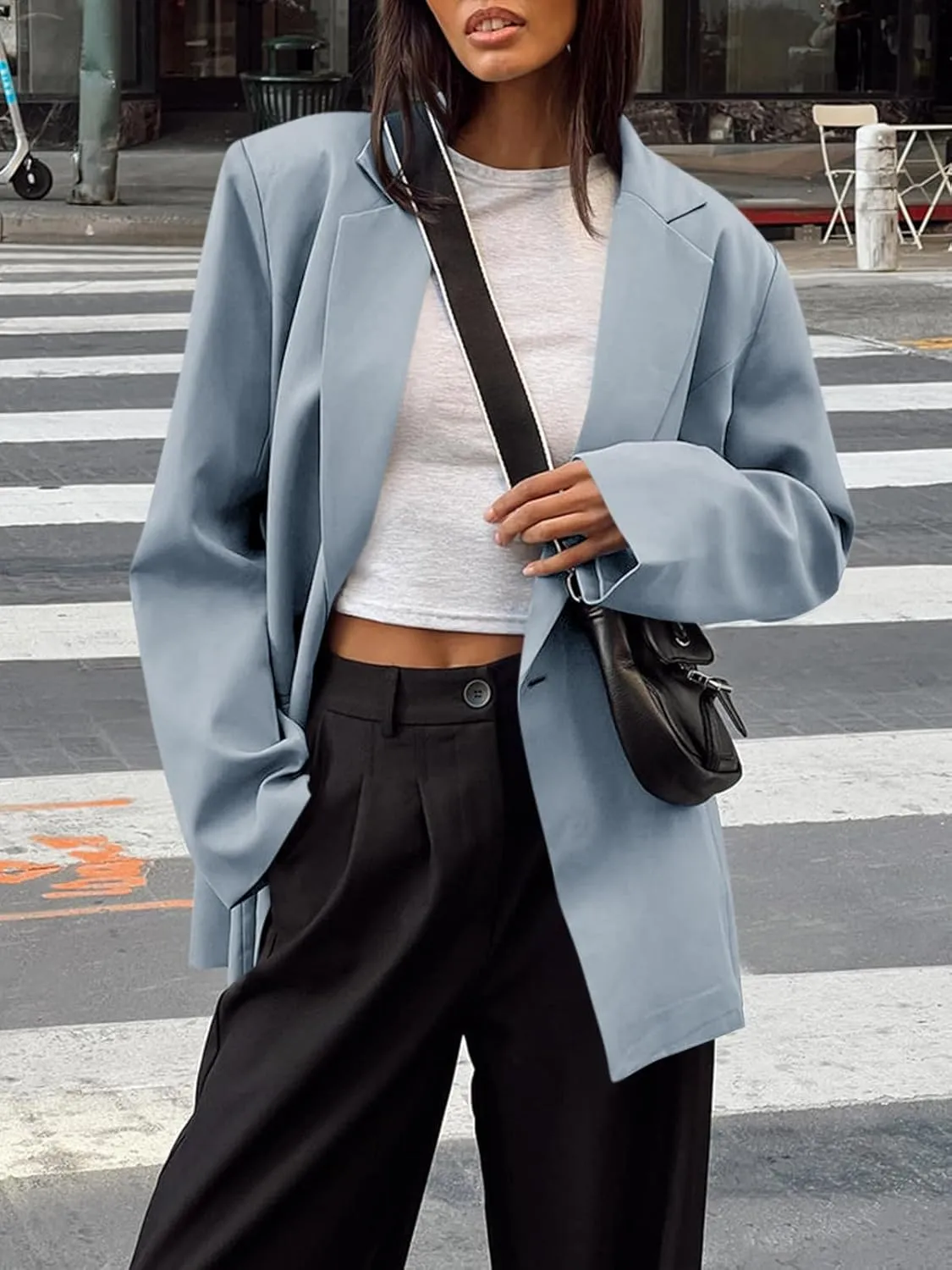 Cicy Bell Womens Casual Oversized Blazer Button Down Long Sleeve Lapel Work Office Blazer Jackets with Pockets