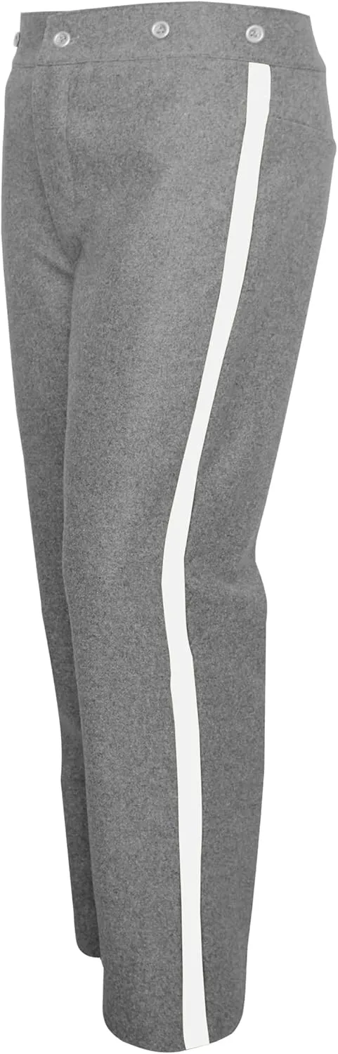 Civil War US Officer's Men '1' inch Trim Trouser-Wool Pants Buff White, Sky Blue