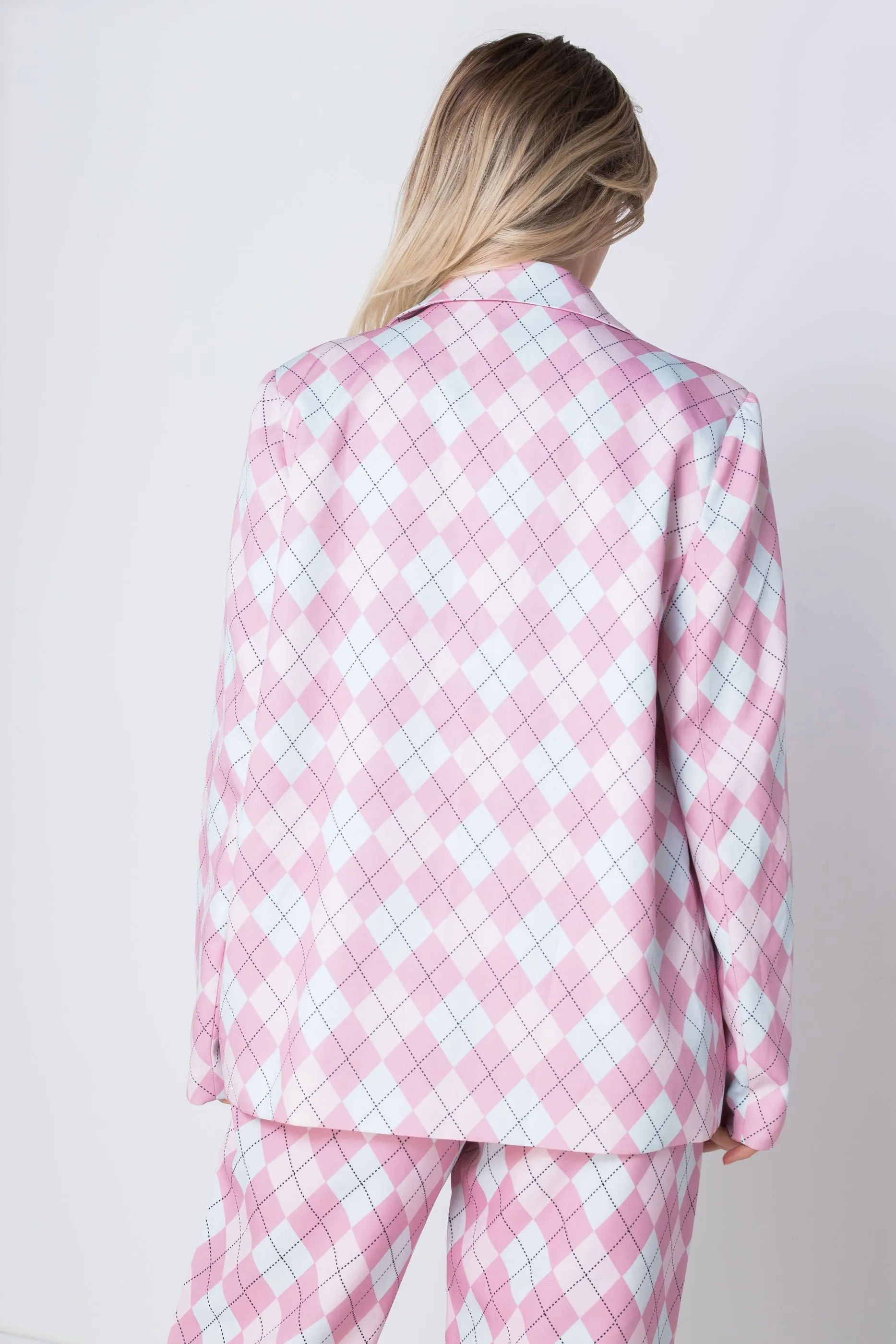 Daisy Street RELAXED FIT BLAZER IN ARGYLE PRINT