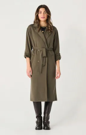 Double Breasted Knit Trench | Deep Olive