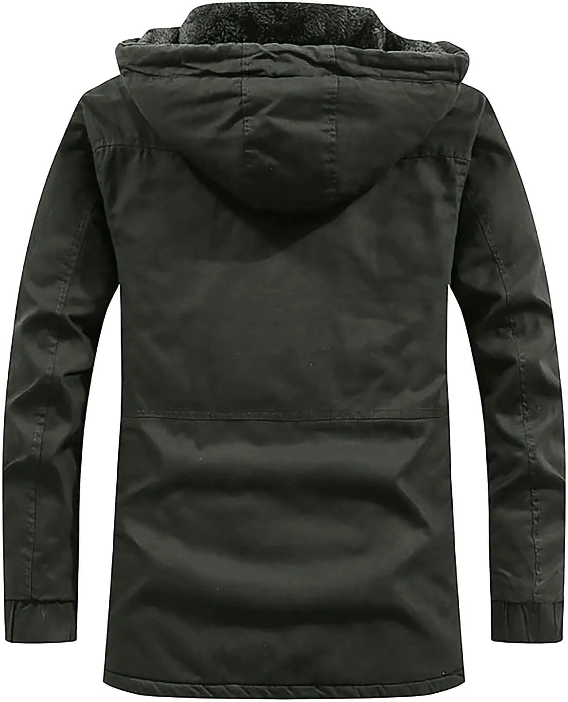 DuDubaby Fleece Jacket Winter Jackets for Men Hooded Windproof Solid Long Sleeve Soft Coat Shell Jacket