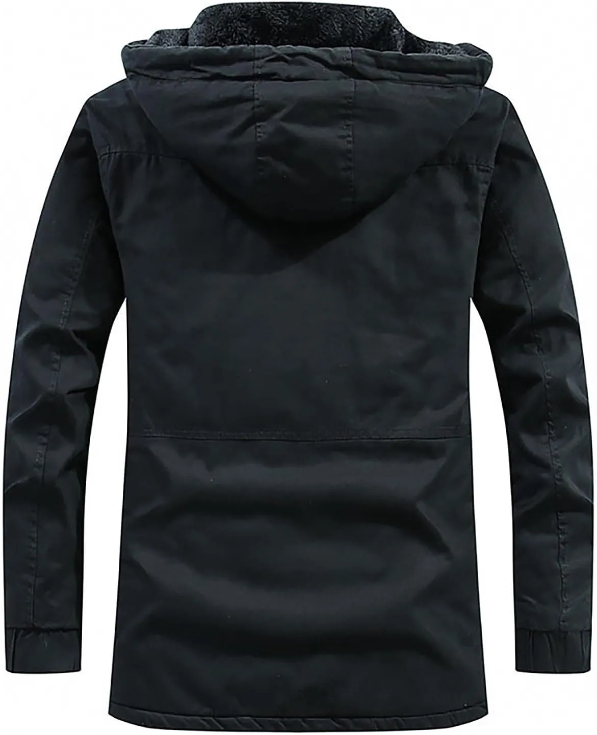 DuDubaby Fleece Jacket Winter Jackets for Men Hooded Windproof Solid Long Sleeve Soft Coat Shell Jacket