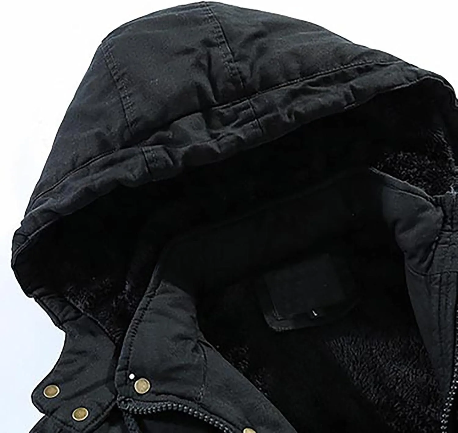 DuDubaby Fleece Jacket Winter Jackets for Men Hooded Windproof Solid Long Sleeve Soft Coat Shell Jacket