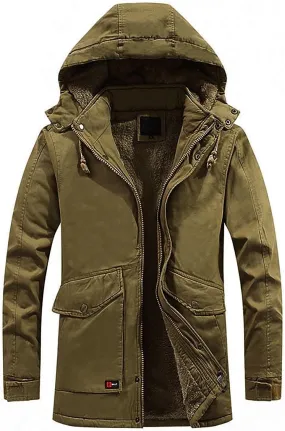 DuDubaby Fleece Jacket Winter Jackets for Men Hooded Windproof Solid Long Sleeve Soft Coat Shell Jacket