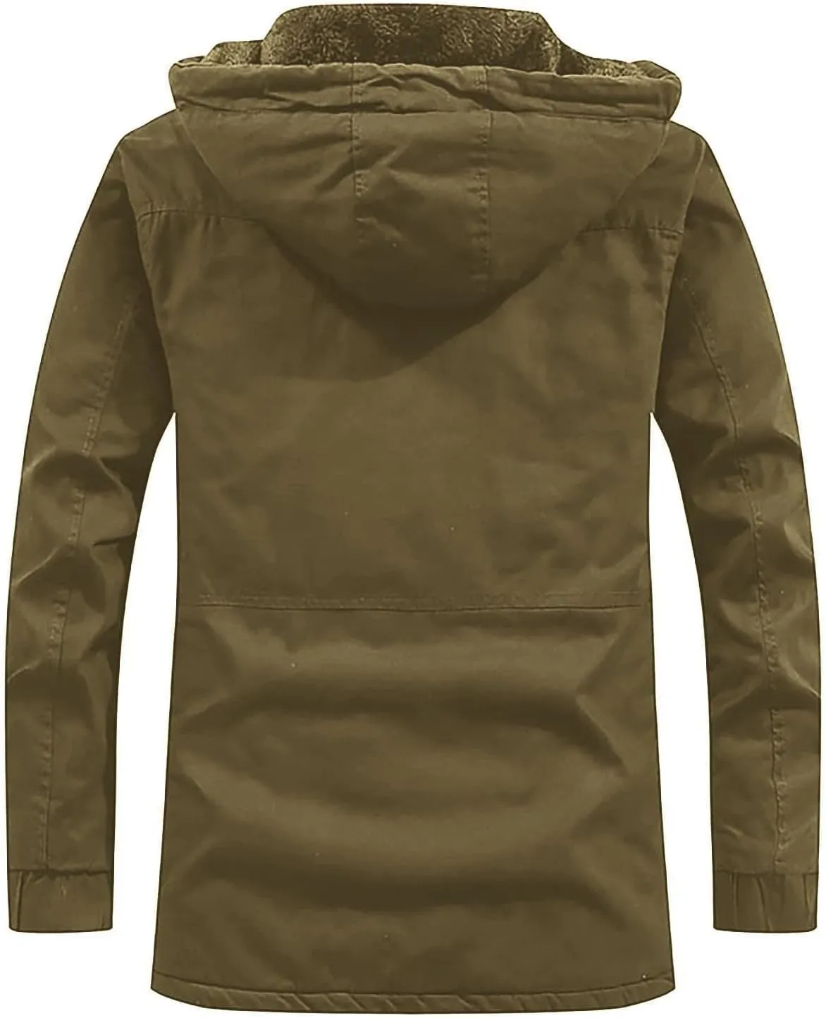 DuDubaby Fleece Jacket Winter Jackets for Men Hooded Windproof Solid Long Sleeve Soft Coat Shell Jacket