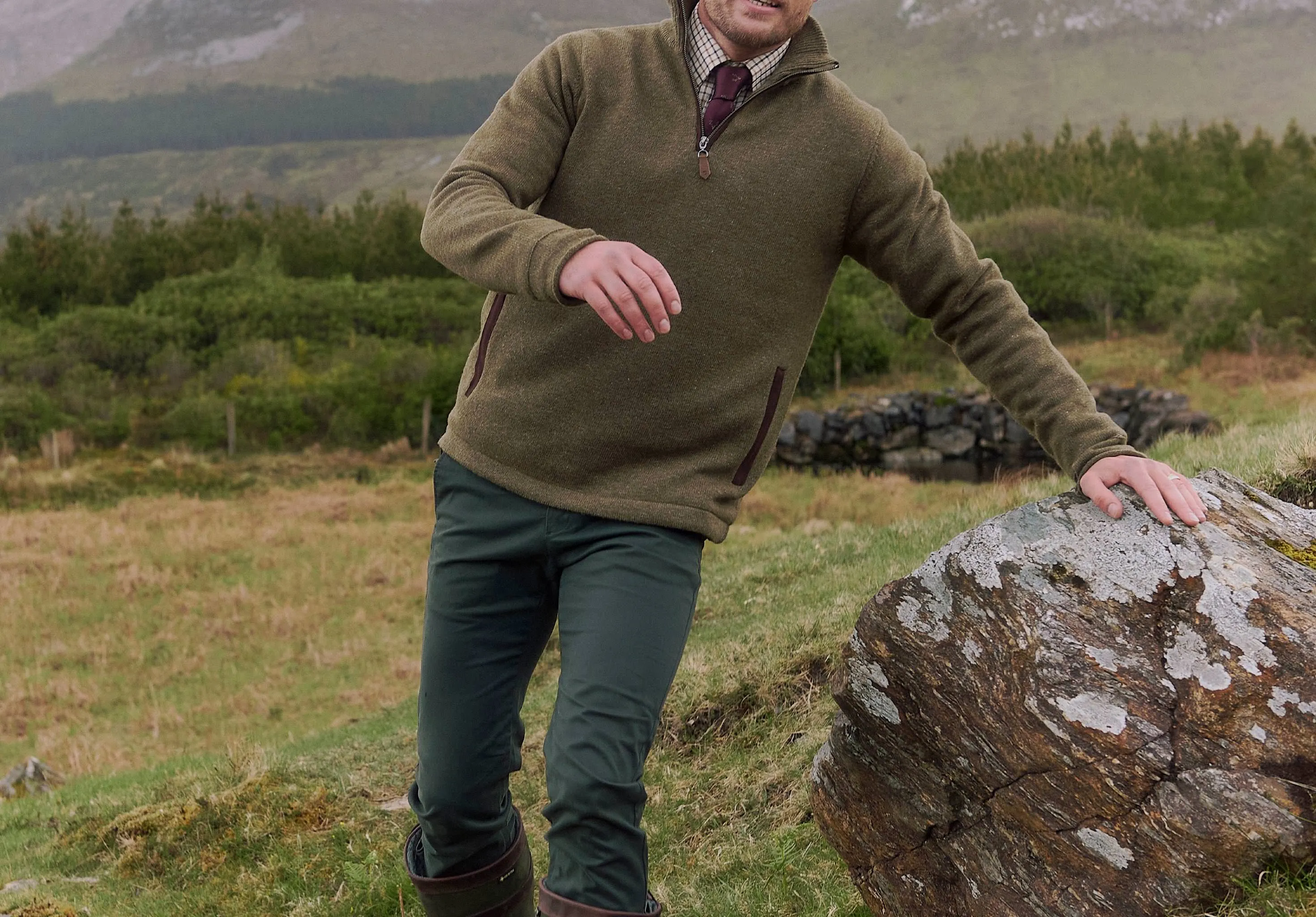 Feeney Windproof Sweater - Dusky Green