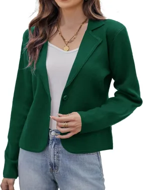 GRACE KARIN Women Sweater Blazer Casual Work Croppped Cardigan Lightweight Button Front Short Knit Blazer Jacket S-XXL