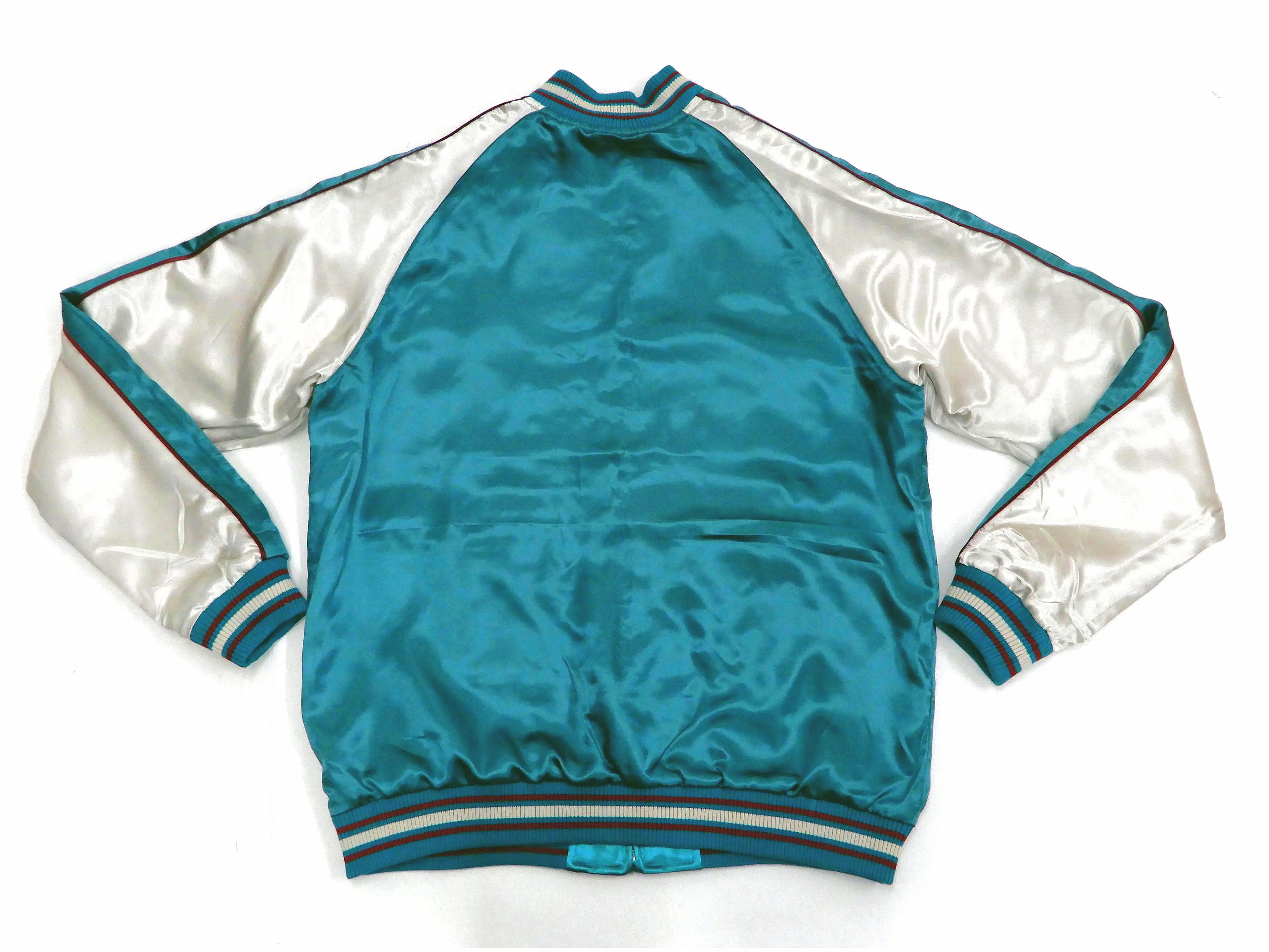 Japanesque Sukajan Jacket Men's Japanese Souvenir Jacket Japanese Crane 3RSJ-752 Blue-Green/Off