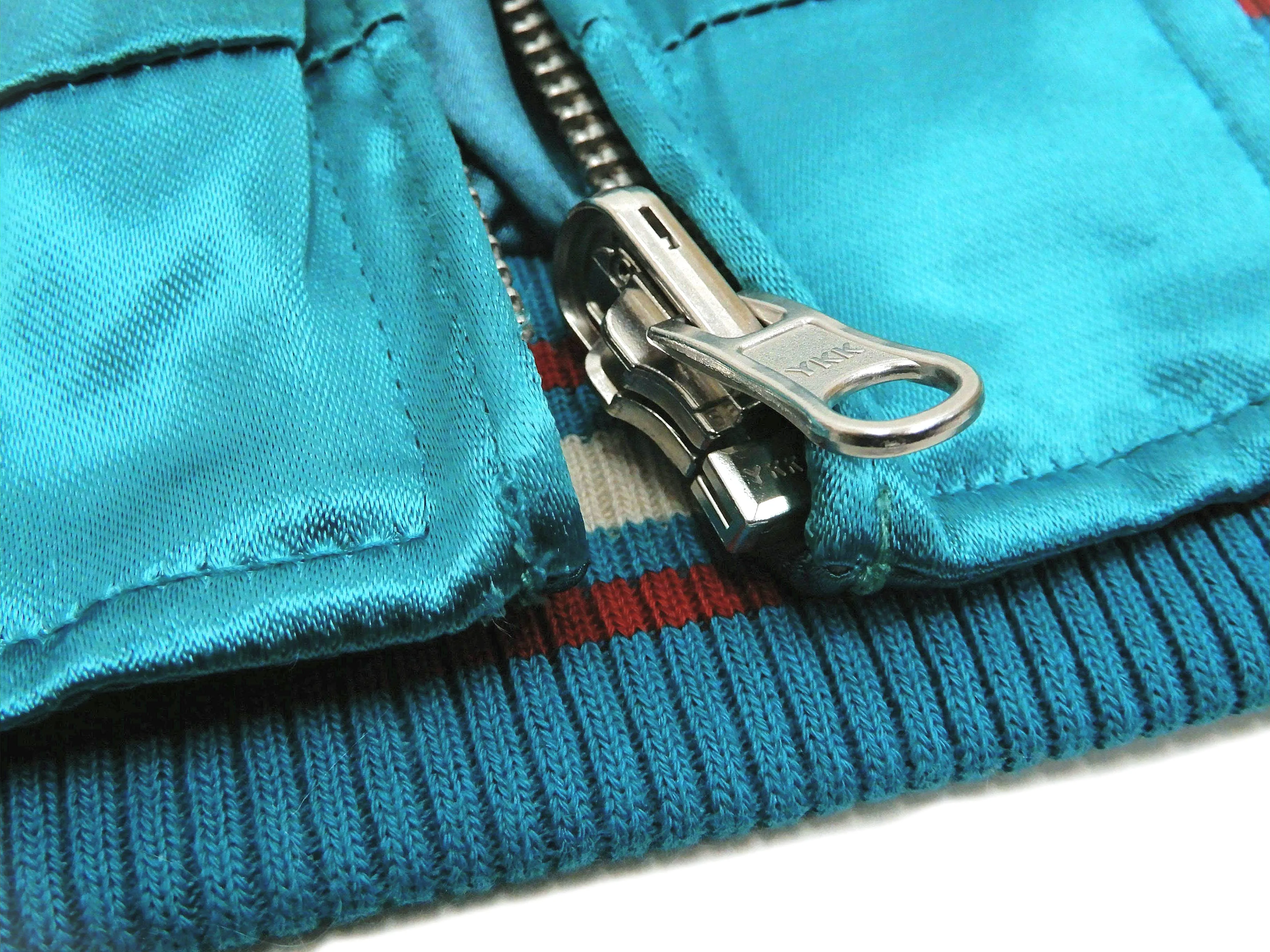 Japanesque Sukajan Jacket Men's Japanese Souvenir Jacket Japanese Crane 3RSJ-752 Blue-Green/Off