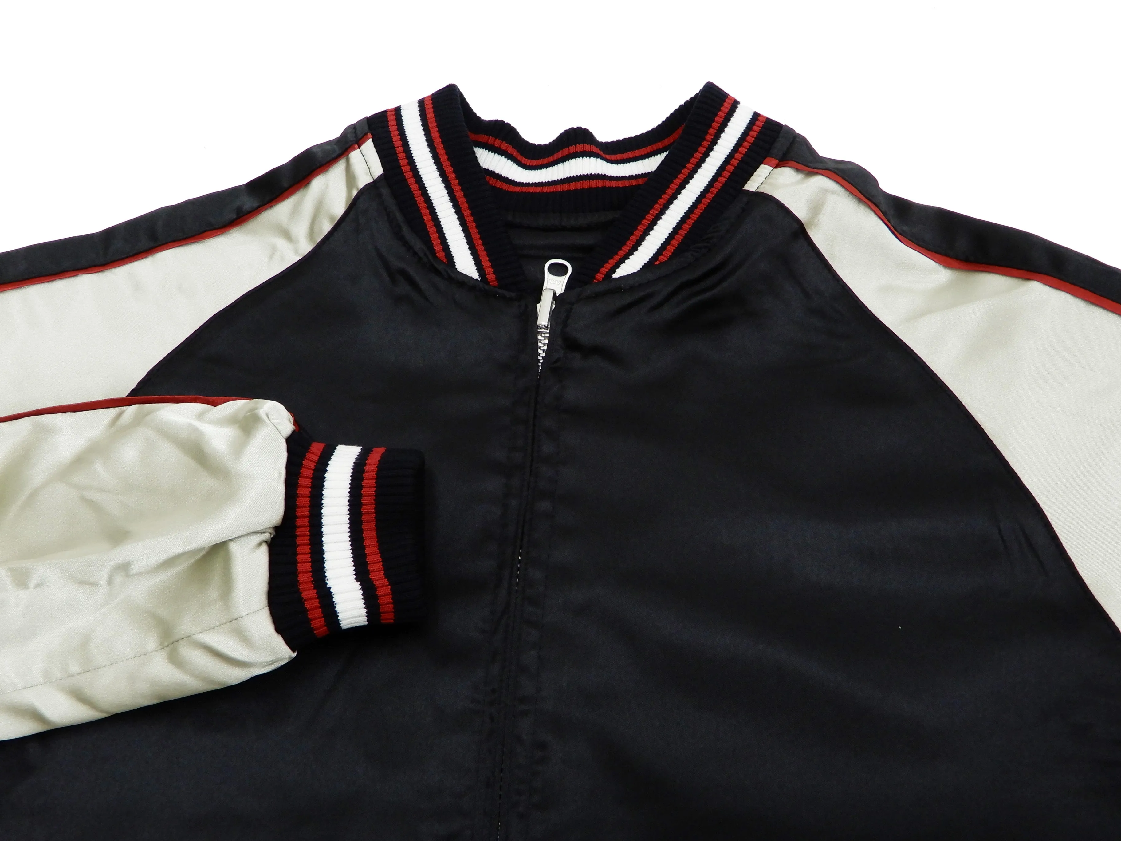 Japanesque Sukajan Men's Japanese Souvenir Jacket Cherry Blossom 3RSJ-301 Black/Beige