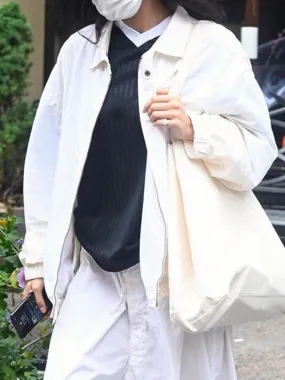 Joskaa Heyoungirl White Basic Women's Coats Zippers Autumn Minimalist Casual Oversized Jackets 2024 Sport Windbreaker Streetwear Cloth
