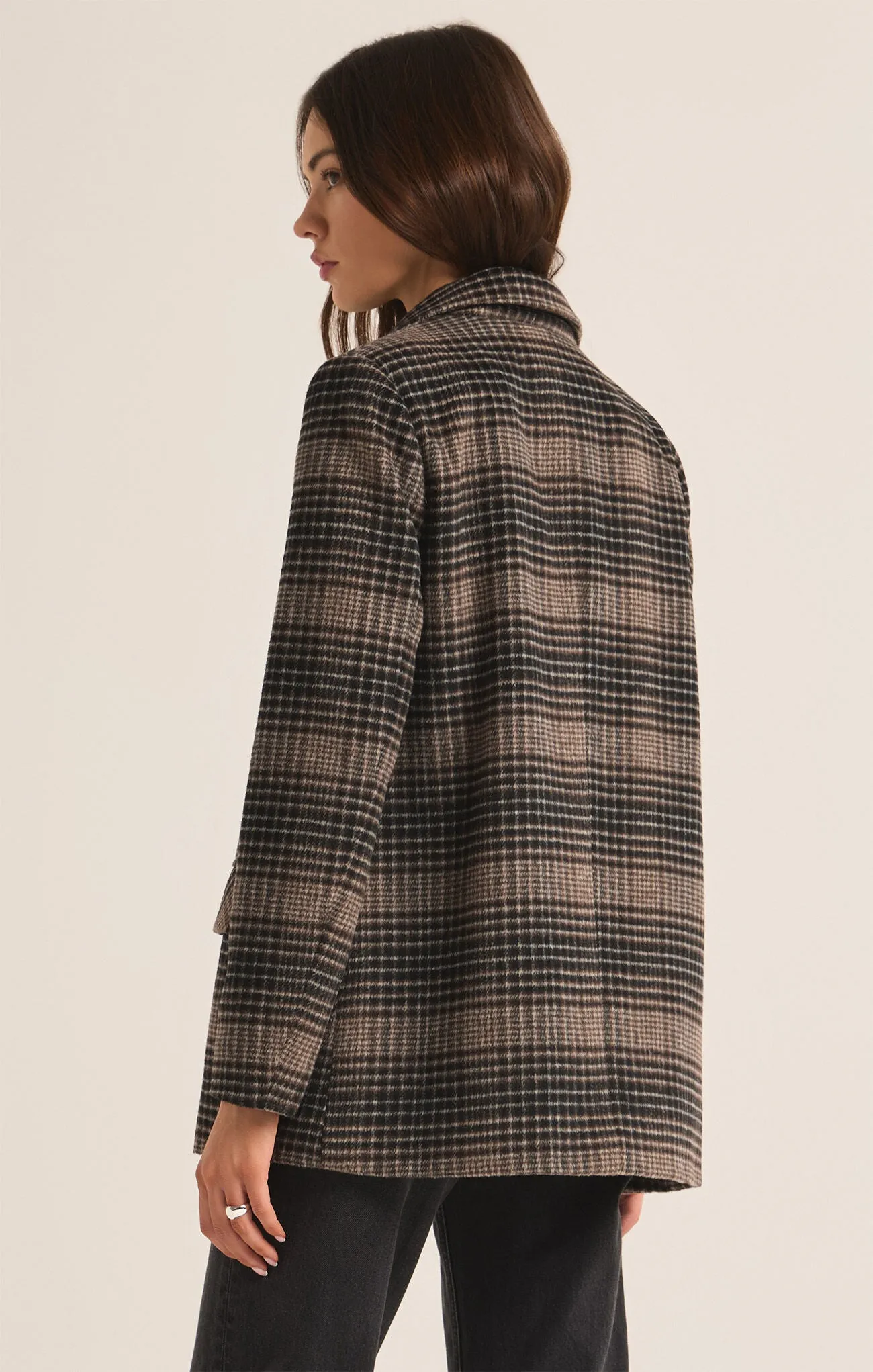 Kingston Relaxed Plaid Blazer | Latte