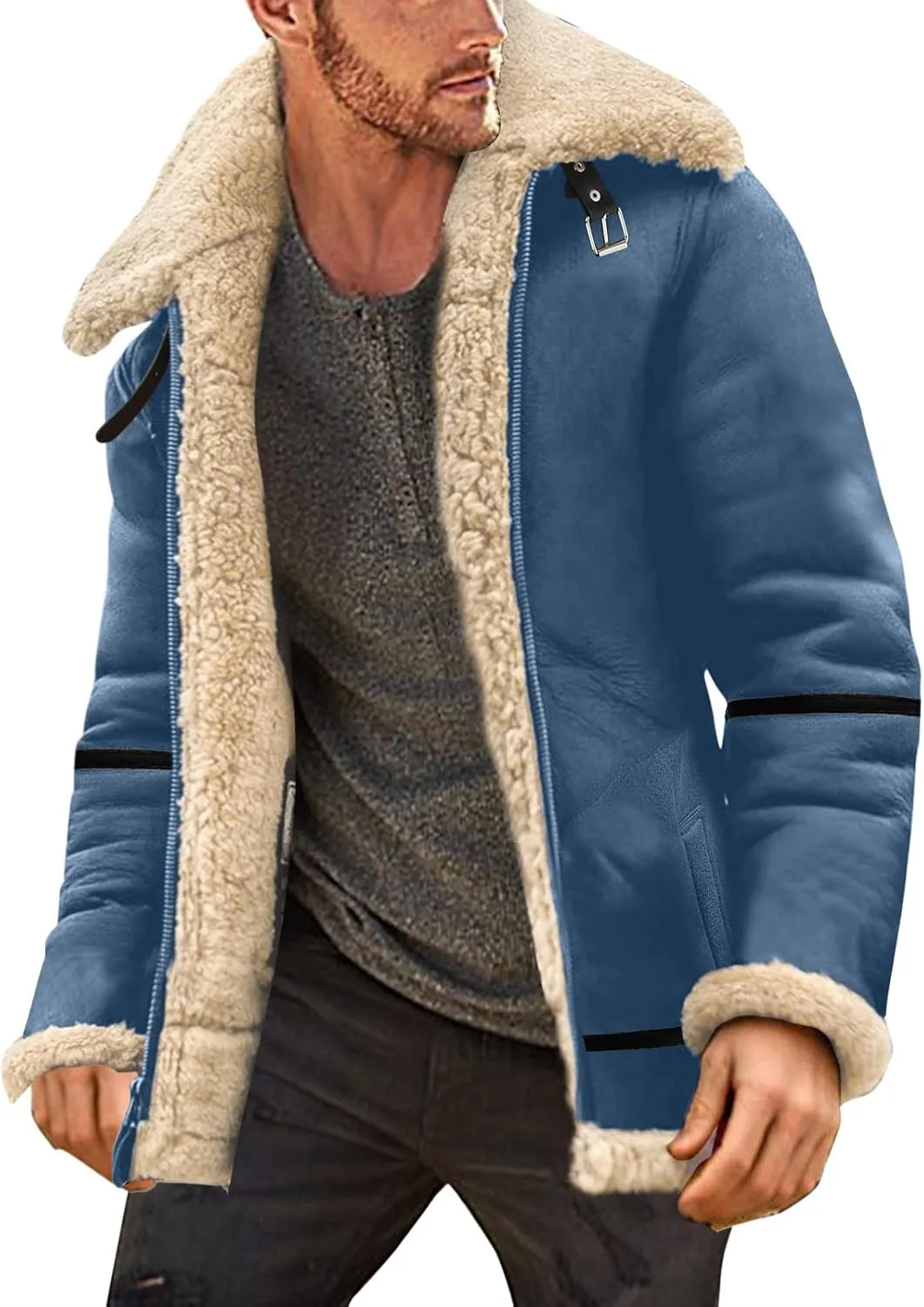 LCMTWX Coats for Men Cottonpadded Jacket Stand Collar Knitted Splice Sweater Coat Casual Cardigan Stylish Outwear Men's