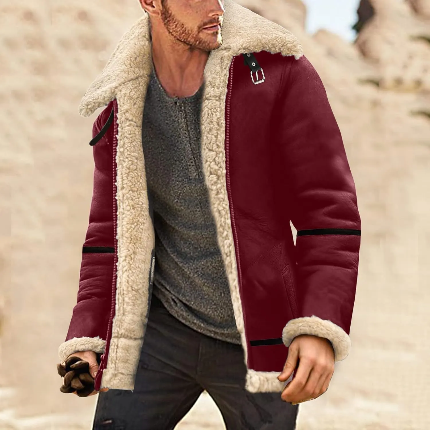 LCMTWX Coats for Men Cottonpadded Jacket Stand Collar Knitted Splice Sweater Coat Casual Cardigan Stylish Outwear Men's