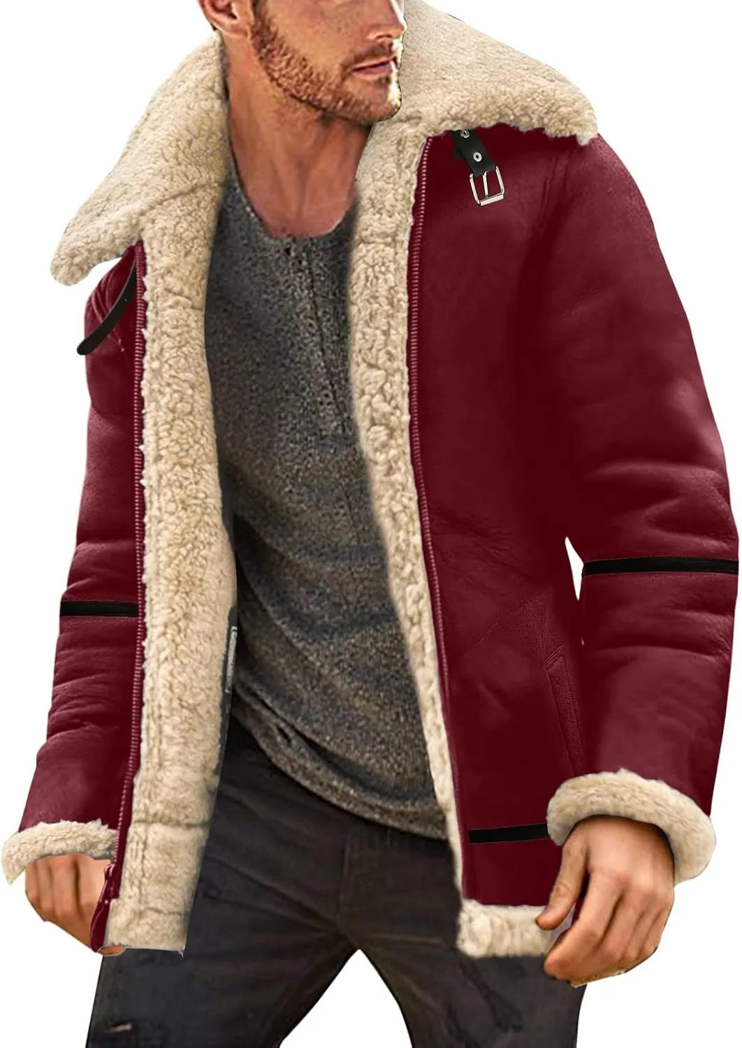 LCMTWX Coats for Men Cottonpadded Jacket Stand Collar Knitted Splice Sweater Coat Casual Cardigan Stylish Outwear Men's