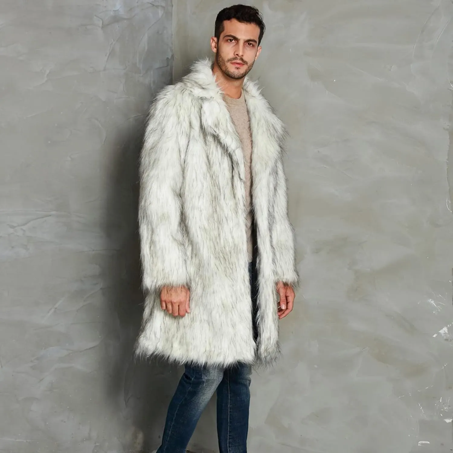 LCMTWX Men's Winter Jacket Windproof Stand Collar Knitted Splice Sweater Coat Casual Cardigan Stylish Outwear Coats for