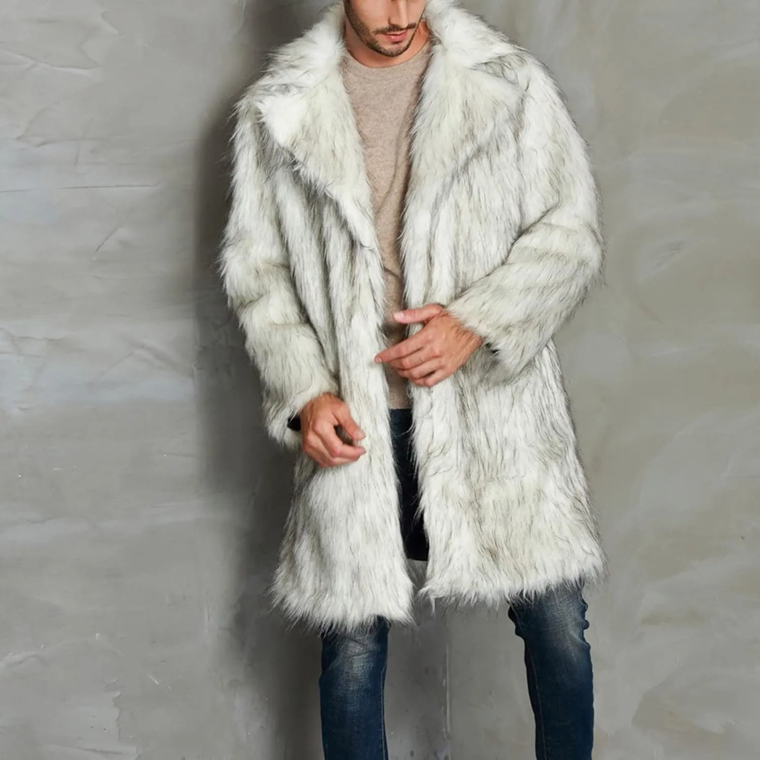 LCMTWX Men's Winter Jacket Windproof Stand Collar Knitted Splice Sweater Coat Casual Cardigan Stylish Outwear Coats for