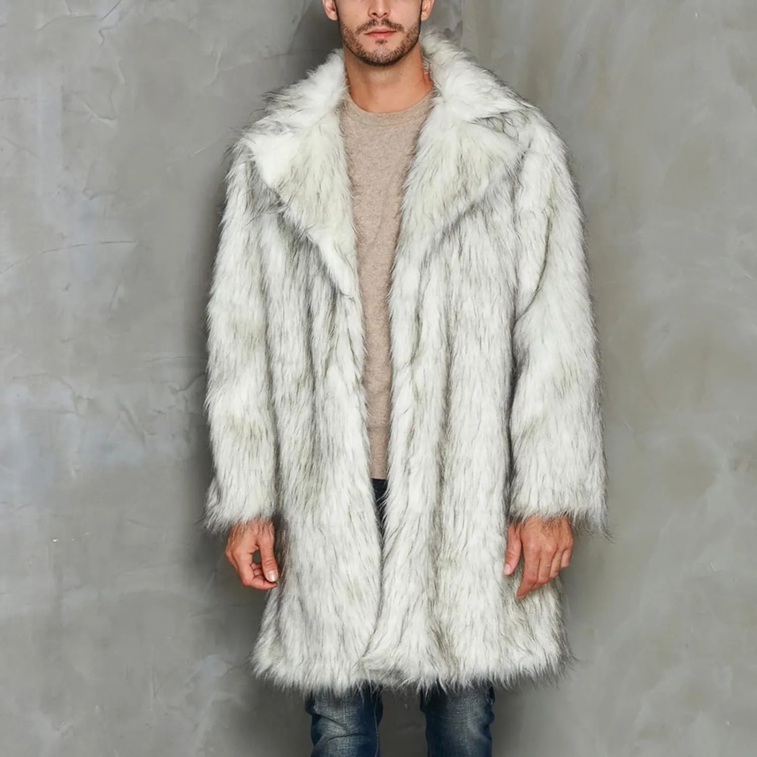 LCMTWX Men's Winter Jacket Windproof Stand Collar Knitted Splice Sweater Coat Casual Cardigan Stylish Outwear Coats for