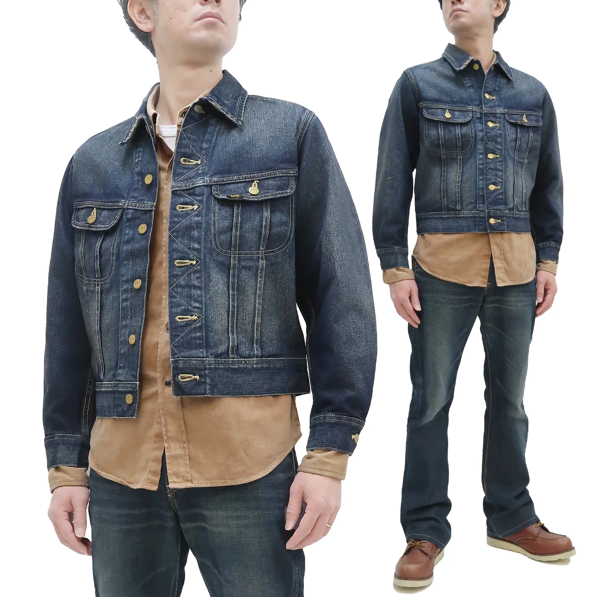 Lee Denim Jacket 101-J Men's Reissue Lee Rider 101J Jacket LM5100 LM5100-526 Pre-Faded-Denim