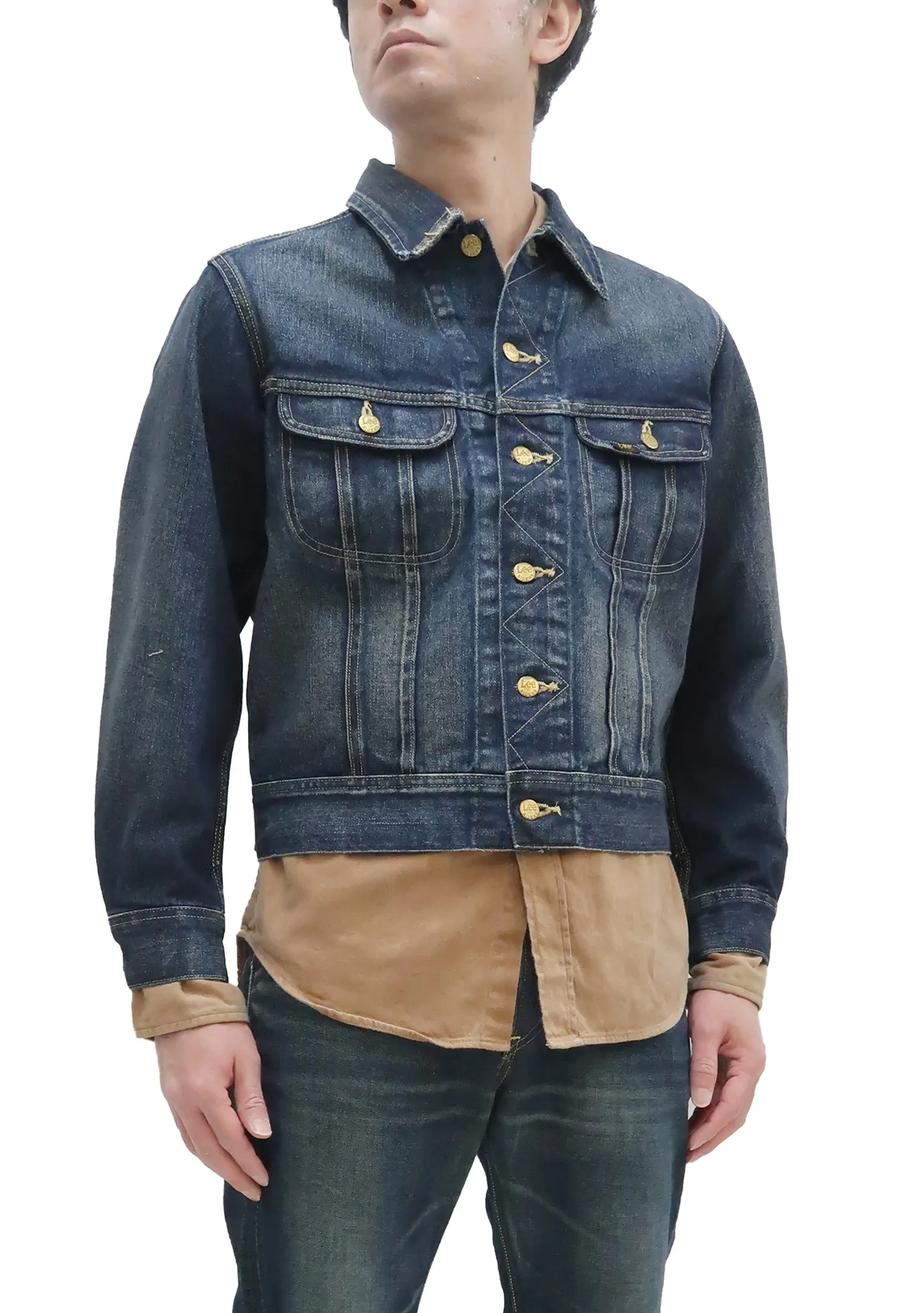 Lee Denim Jacket 101-J Men's Reissue Lee Rider 101J Jacket LM5100 LM5100-526 Pre-Faded-Denim