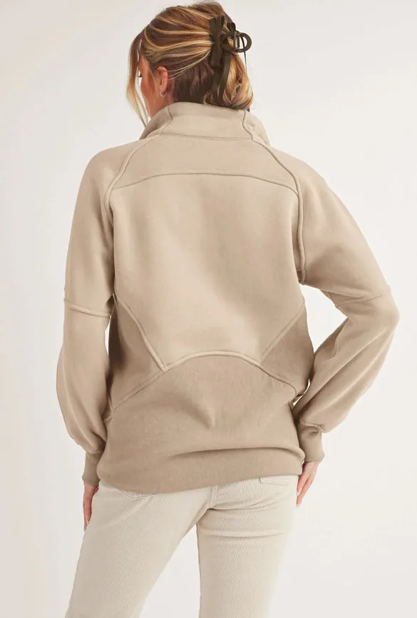Long Dove Funnel Neck Half Zip Oat