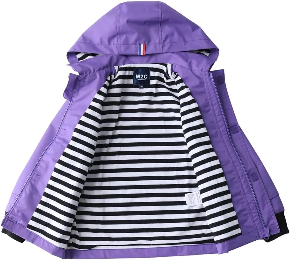 M2C Boys Girls Hooded Cotton Lined Rain Jacket Light Windbreaker
