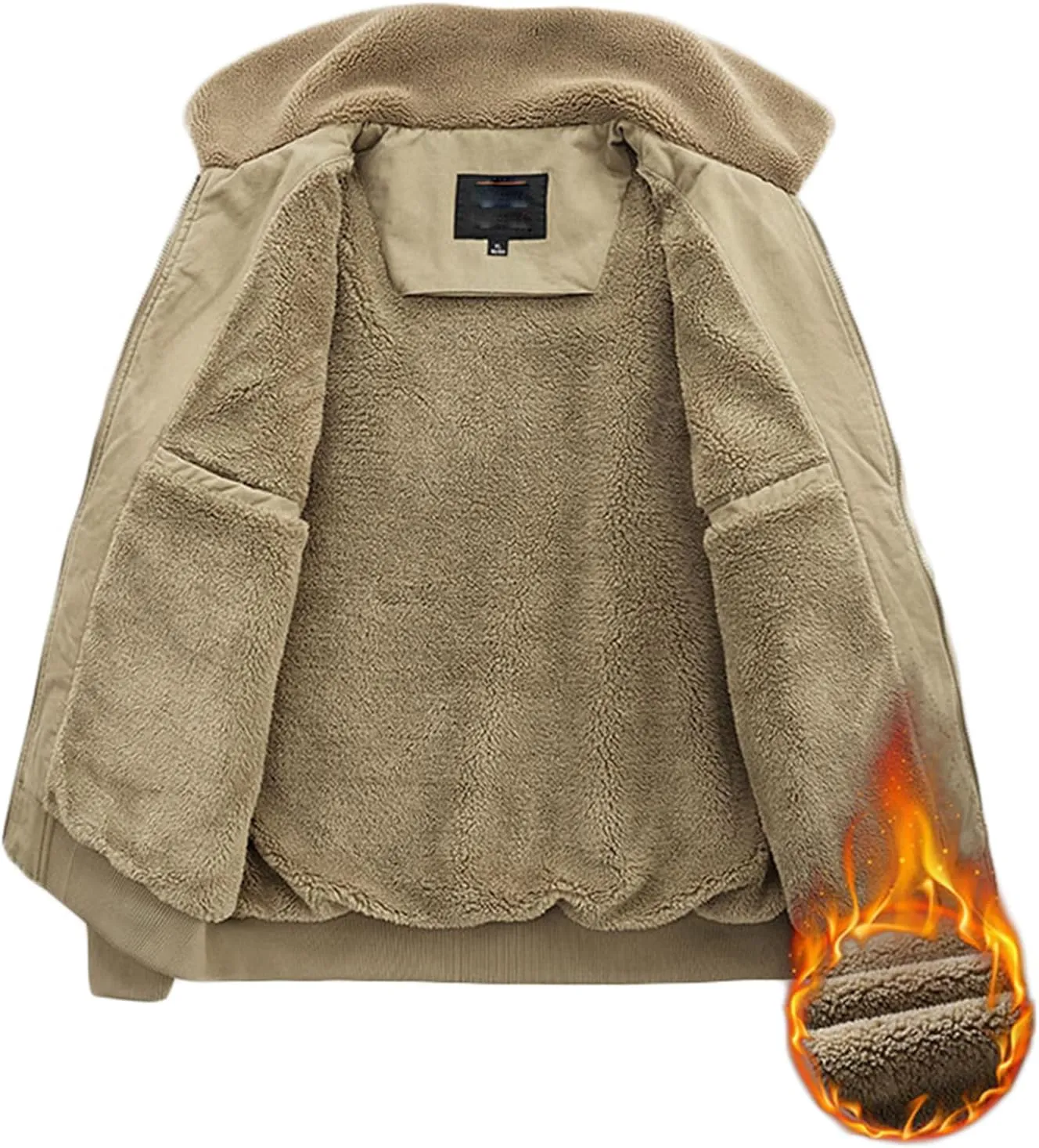 Men's Bomber Jacket Sherpa Fleece Lined Casual Spring Fall Windbreaker Coat with Pocket