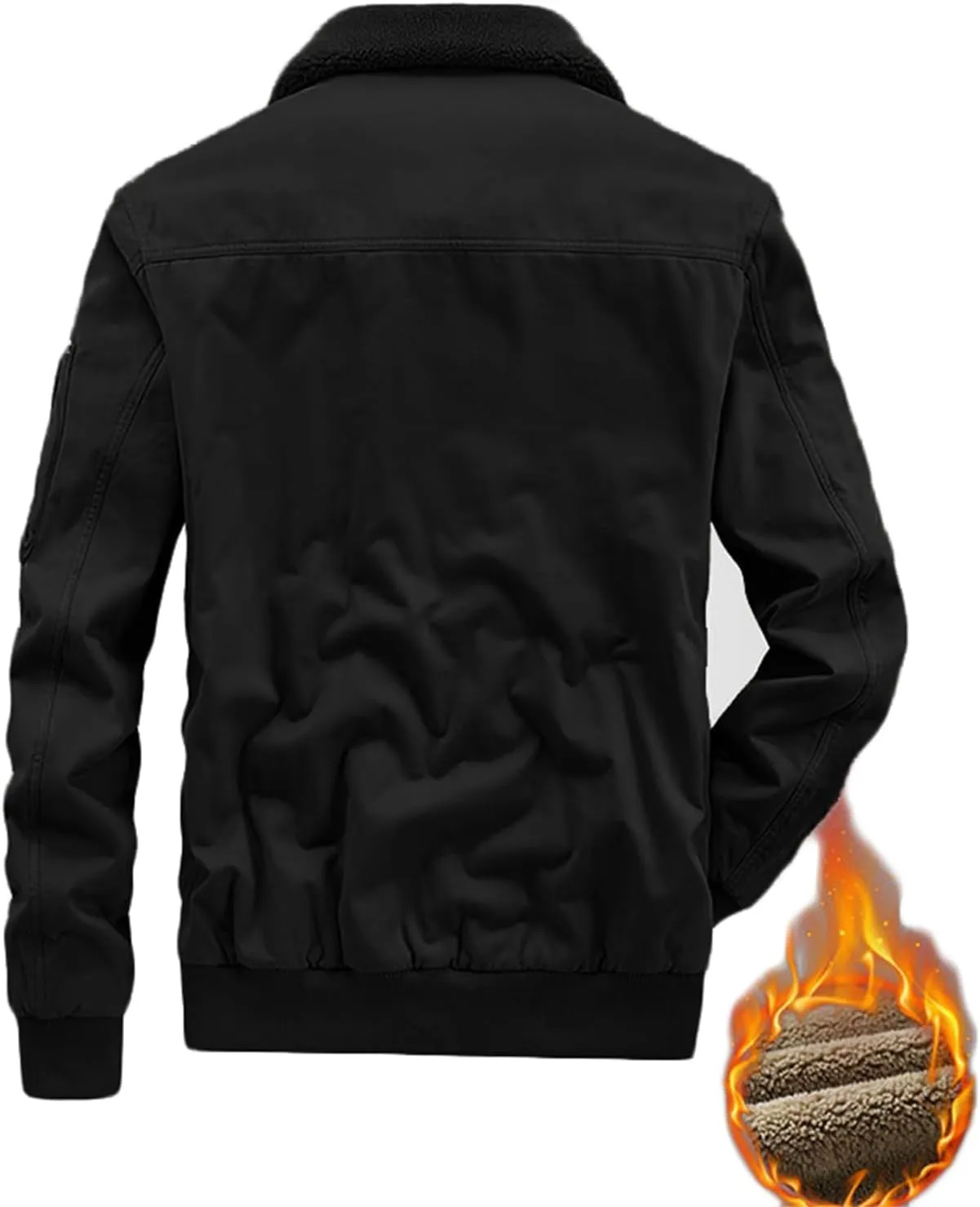 Men's Bomber Jacket Sherpa Fleece Lined Casual Spring Fall Windbreaker Coat with Pocket