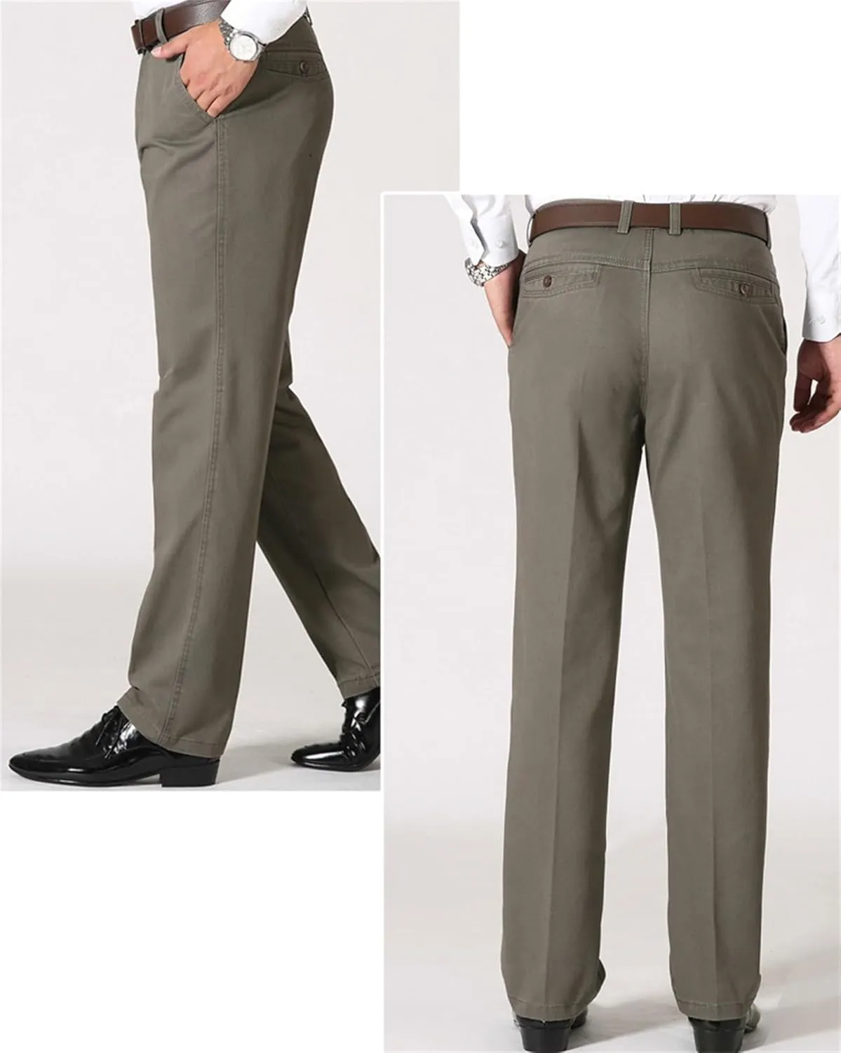 Men's Classic straight leg trousers autumn and winter thick business suit pants
