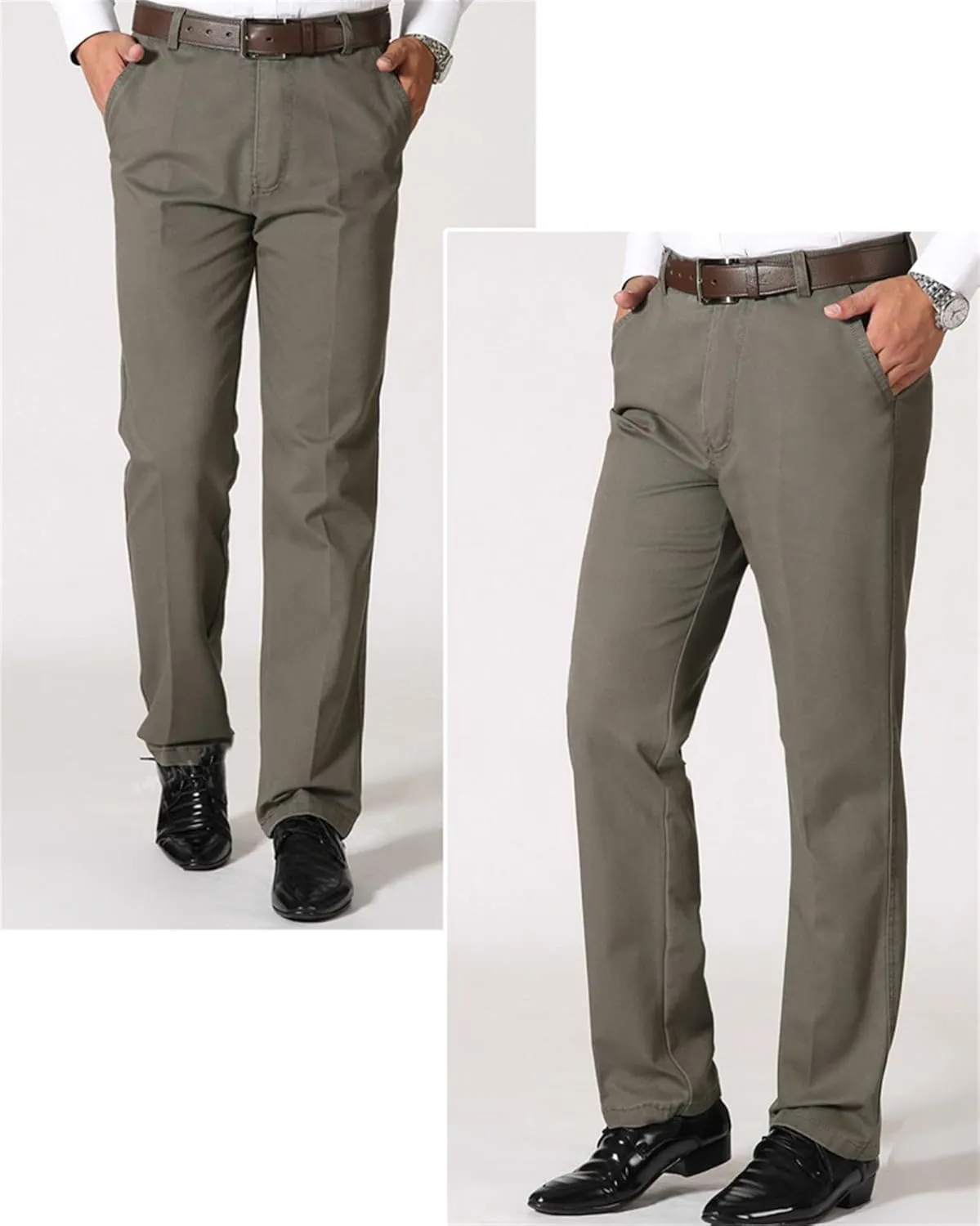 Men's Classic straight leg trousers autumn and winter thick business suit pants