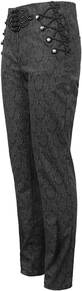 Mens Gothic Steampunk Dress Pants Trousers Black Victorian Pant/USA