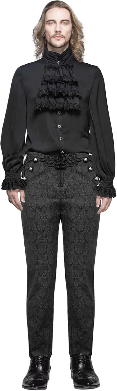 Mens Gothic Steampunk Dress Pants Trousers Black Victorian Pant/USA