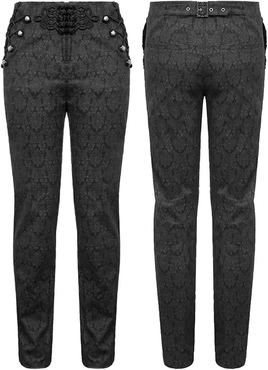 Mens Gothic Steampunk Dress Pants Trousers Black Victorian Pant/USA