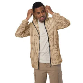 Men's Hooded Windbreaker Jacket with Beige & Brown Tree Design