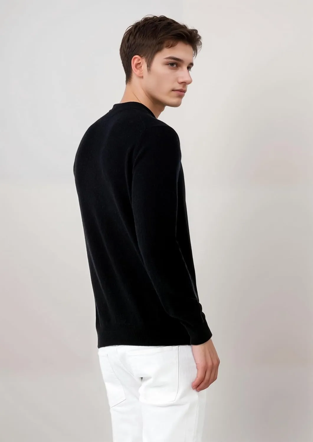 Mongolian Cashmere Mock Neck Sweater for Men - 100% Pure Cashmere Crewneck Casual Sweater