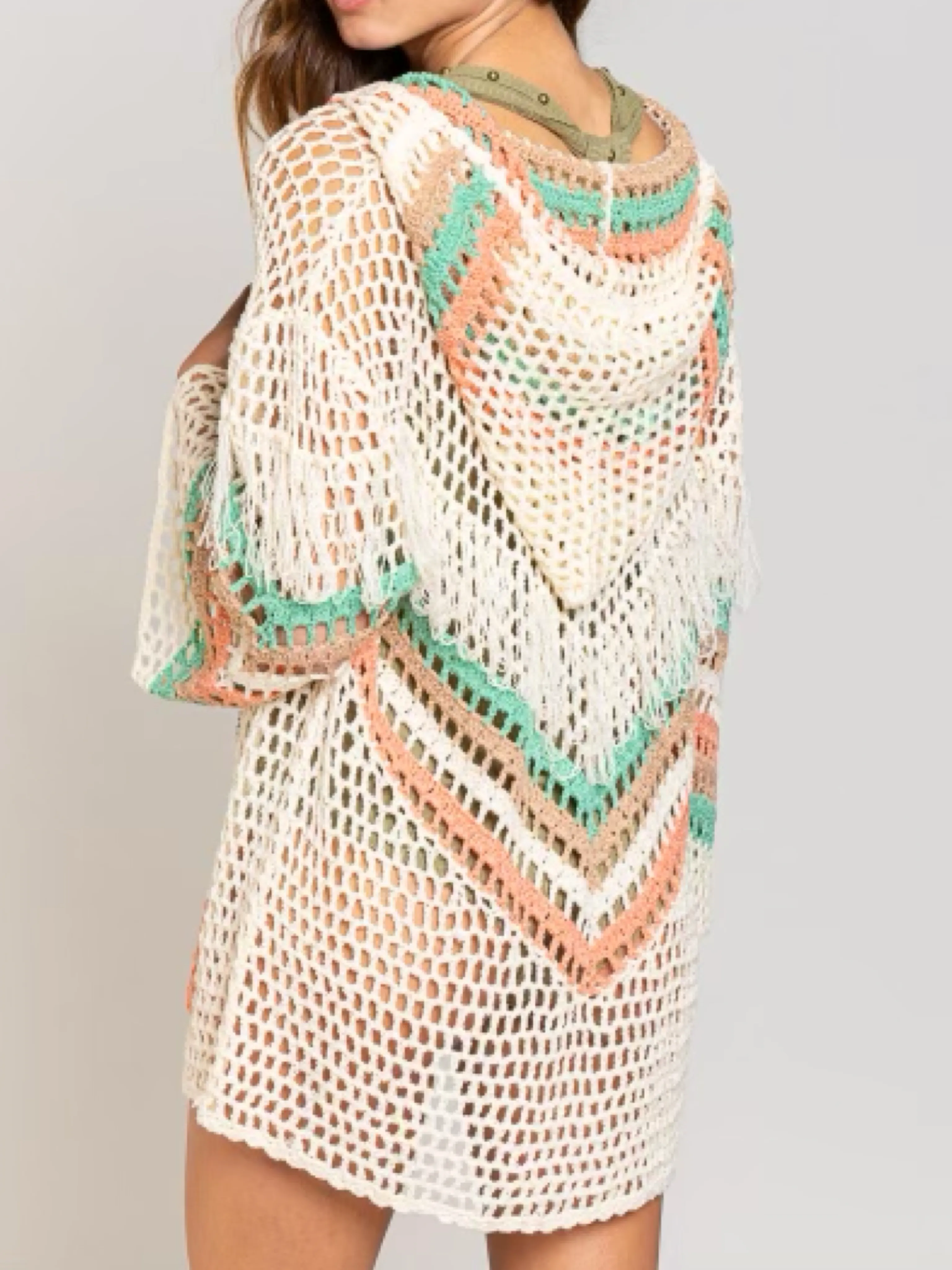 Open Weave Patterned Cardigan