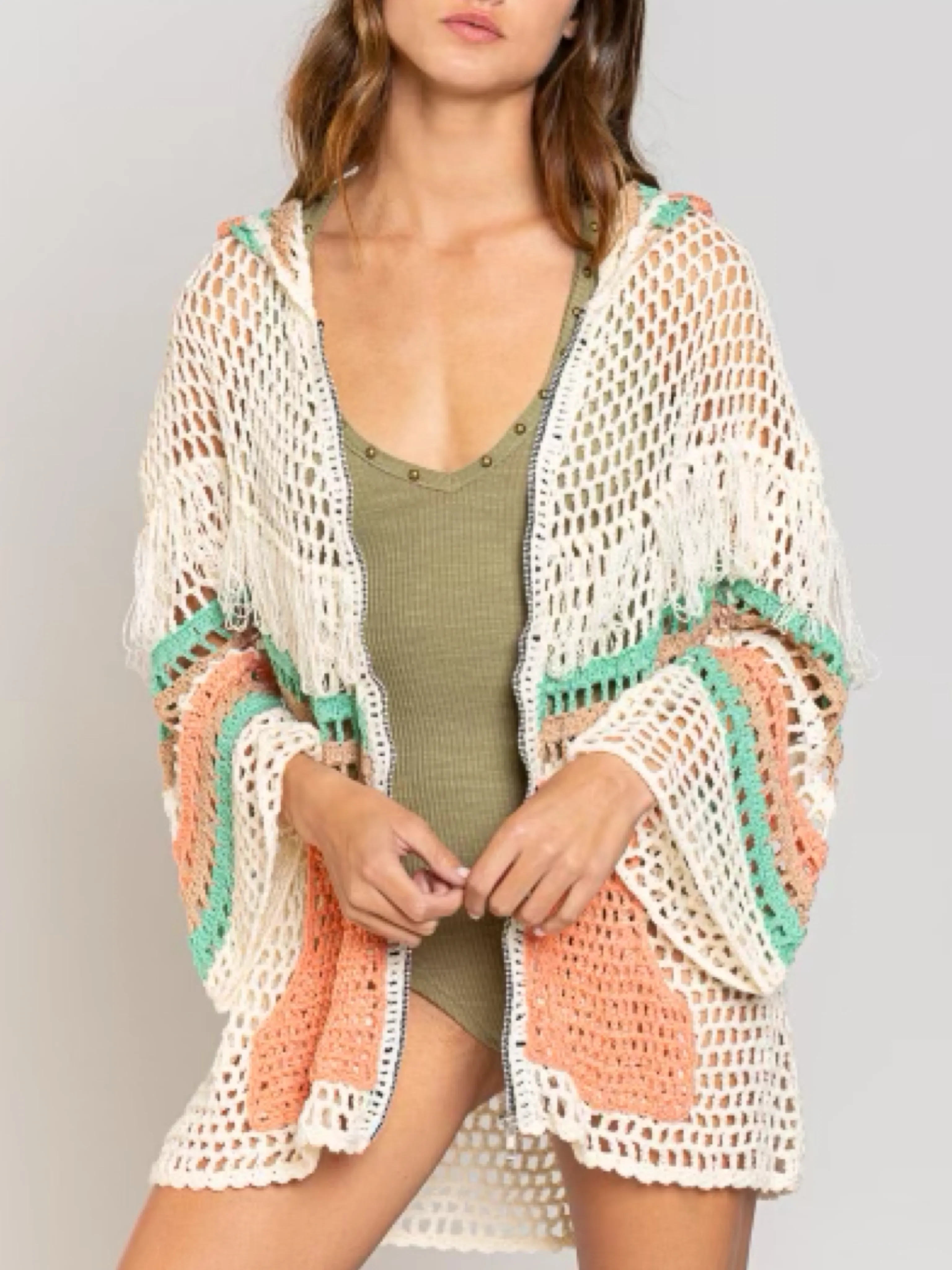 Open Weave Patterned Cardigan