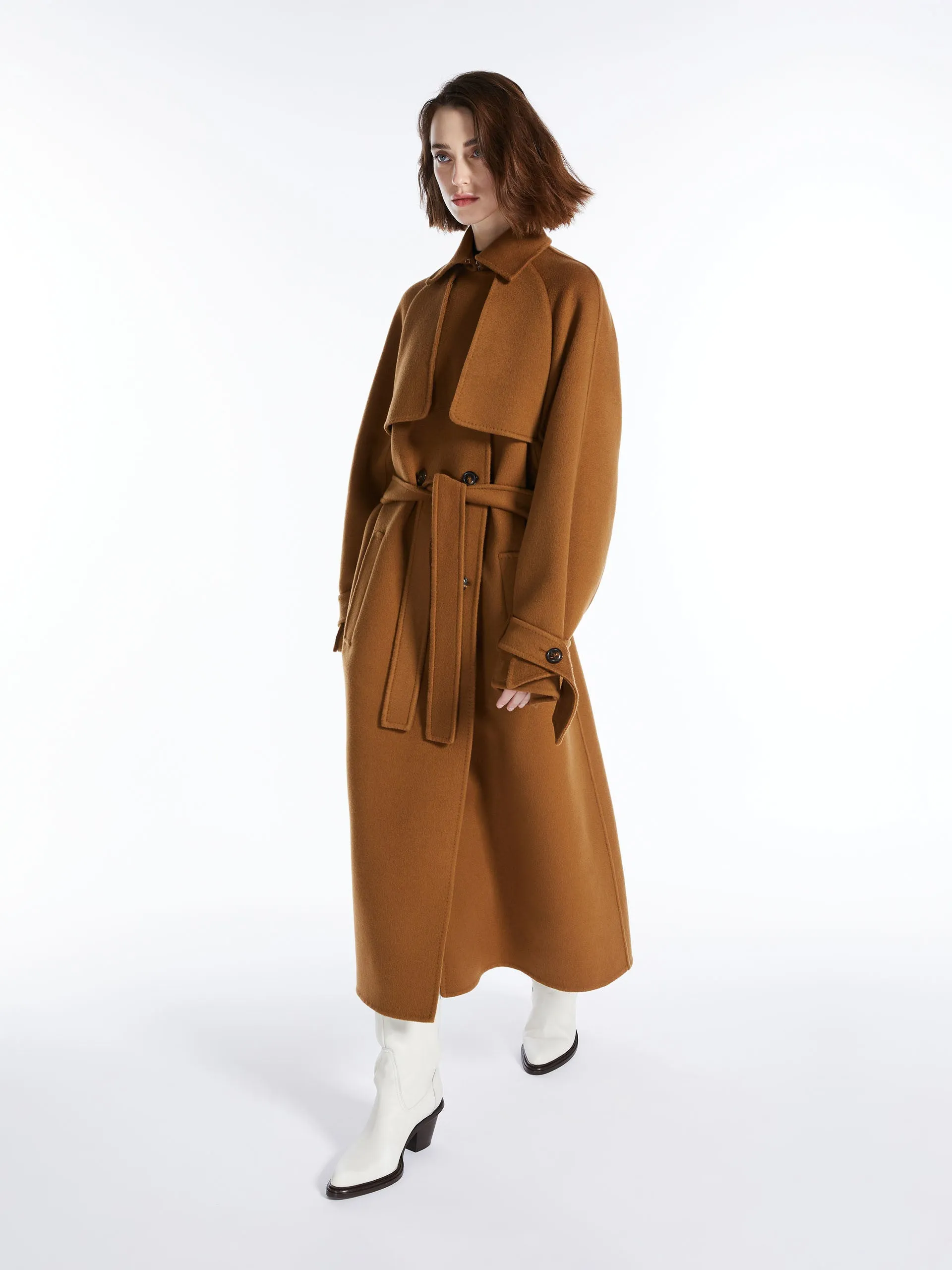 Oversized cashmere trench coat