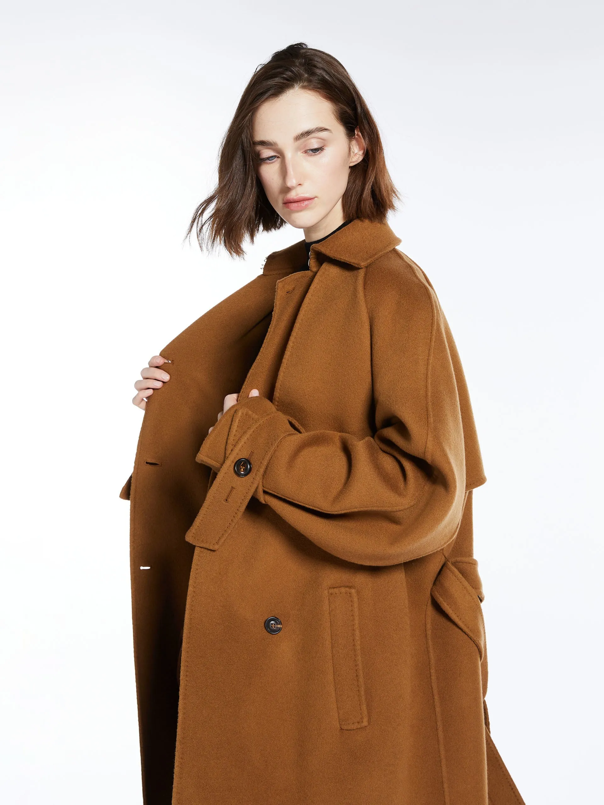 Oversized cashmere trench coat