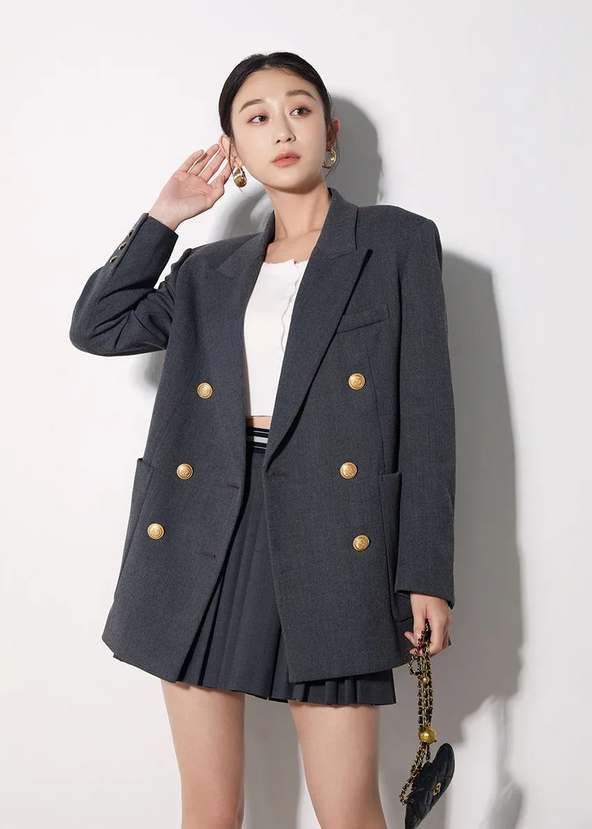 Relaxed Fit Double Breasted Blazer